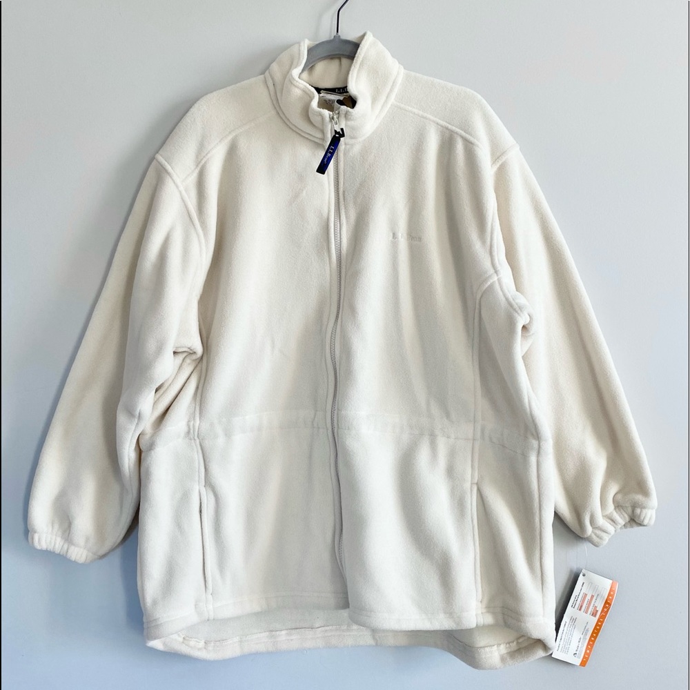 SOLD LLBean Fleece Jacket Cream Beige Women’s Size XL